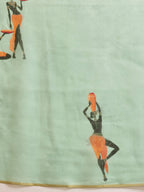Hiral Fashion Green Chanderi Cotton Blend Abstract Digital Printed Saree | Grocsy