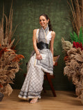 Hiral Fashion White Chanderi Cotton Blend Floral Digital Printed Saree | Grocsy