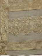 Gray Cotton Woven Zari Design Floral Saree with Unstitched Blouse - Hiral Fashion | Grocsy