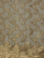 Gray Cotton Woven Zari Design Floral Saree with Unstitched Blouse - Hiral Fashion | Grocsy