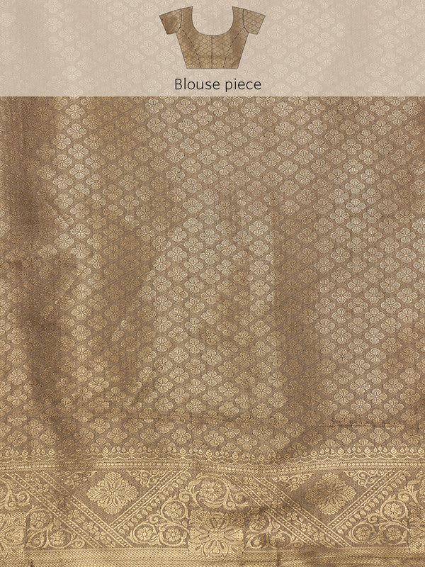 Gray Cotton Woven Zari Design Floral Saree with Unstitched Blouse - Hiral Fashion | Grocsy