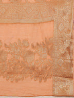 Peach Cotton Woven Zari Design Floral Saree with Unstitched Blouse - Hiral Fashion | Grocsy