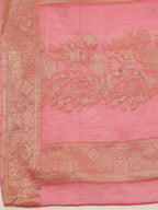 Pink Cotton Woven Zari Design Floral Saree with Unstitched Blouse - Hiral Fashion | Grocsy
