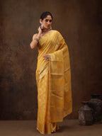 Yellow Cotton Woven Zari Design Floral Saree with Unstitched Blouse - Hiral Fashion | Grocsy