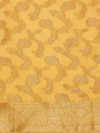 Yellow Cotton Woven Zari Design Floral Saree with Unstitched Blouse - Hiral Fashion | Grocsy