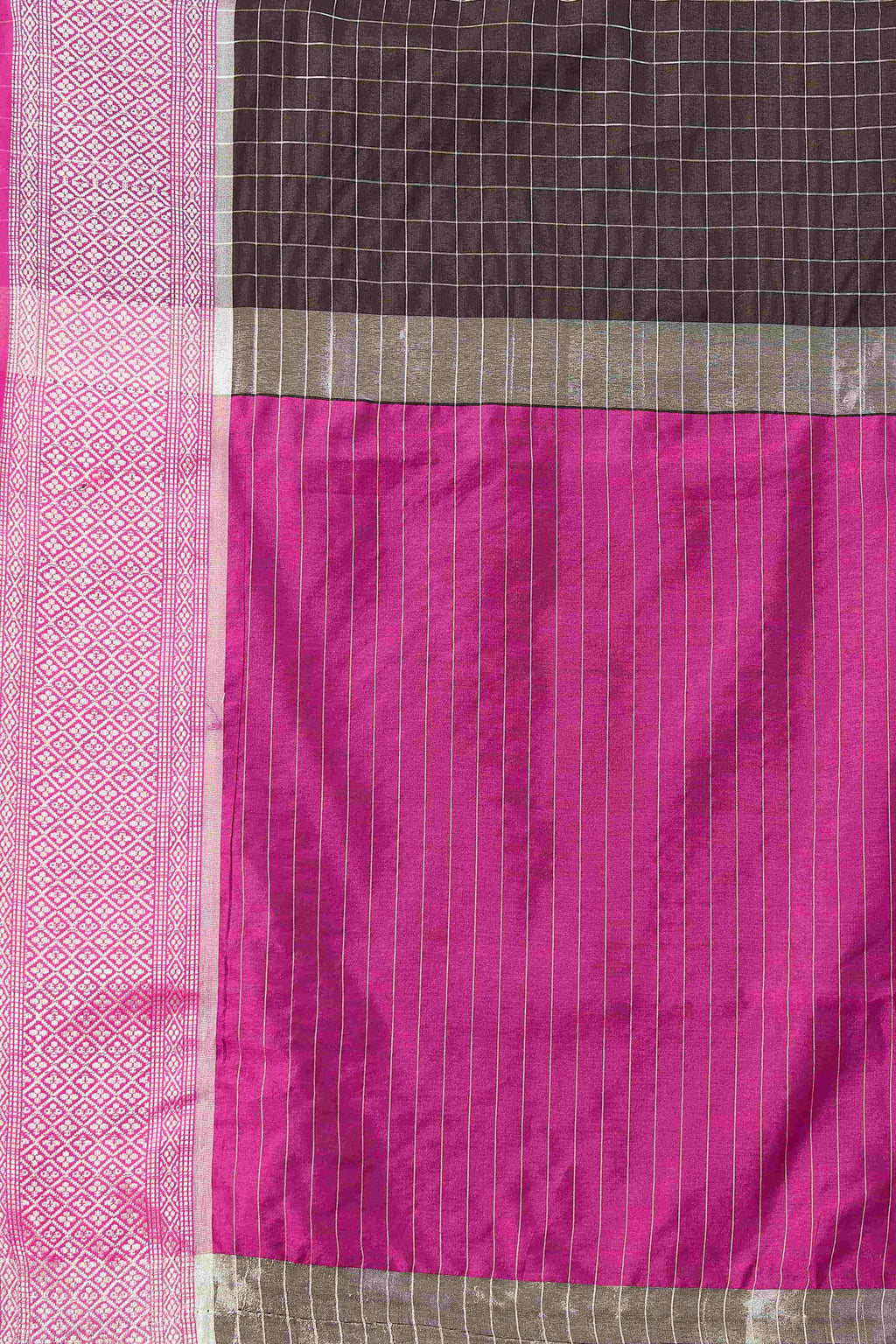 Hiral Fashion Black Banarasi Soft Silk Checks Zari Woven Saree | Grocsy