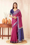 Hiral Fashion Pink Banarasi Soft Silk Checks Zari Woven Saree | Grocsy