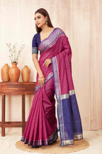 Hiral Fashion Pink Banarasi Soft Silk Checks Zari Woven Saree | Grocsy