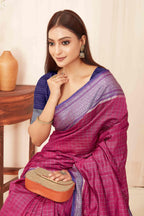 Hiral Fashion Pink Banarasi Soft Silk Checks Zari Woven Saree | Grocsy