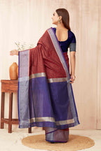 Hiral Fashion Red Banarasi Soft Silk Checks Zari Woven Saree | Grocsy