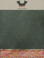 Green Cotton Blend Woven Thread Floral Saree with Unstitched Blouse - Hiral Fashion | Grocsy