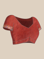 Red Cotton Blend Woven Thread Floral Saree with Unstitched Blouse - Hiral Fashion | Grocsy