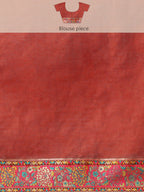 Red Cotton Blend Woven Thread Floral Saree with Unstitched Blouse - Hiral Fashion | Grocsy