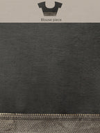 Black Cotton Blend Woven Thread Floral Saree with Unstitched Blouse - Hiral Fashion | Grocsy