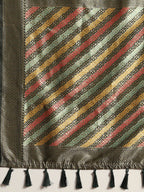 Green Cotton Blend Woven Thread Floral Saree with Unstitched Blouse - Hiral Fashion | Grocsy