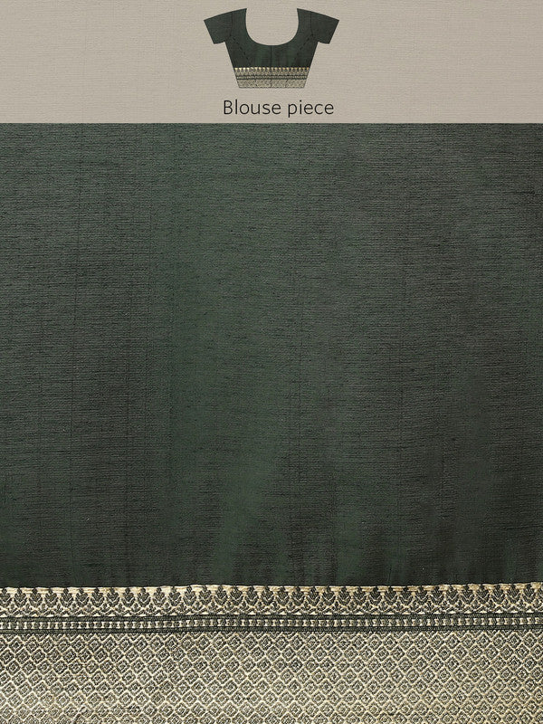 Green Cotton Blend Woven Thread Floral Saree with Unstitched Blouse - Hiral Fashion | Grocsy