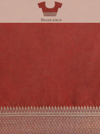 Red Cotton Blend Woven Thread Floral Saree with Unstitched Blouse - Hiral Fashion | Grocsy