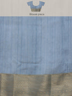 Blue Kota Doria Embroidered Floral Saree with Unstitched Blouse - Hiral Fashion | Grocsy