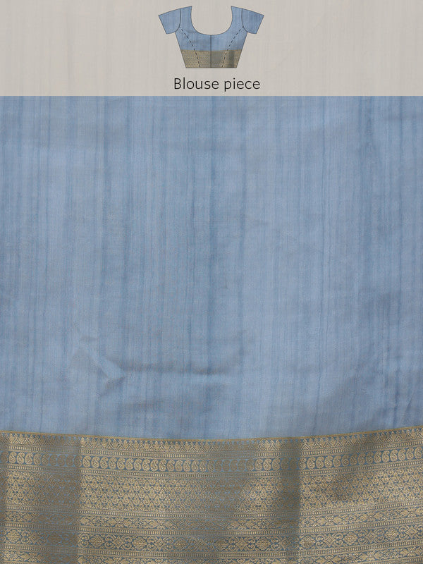 Blue Kota Doria Embroidered Floral Saree with Unstitched Blouse - Hiral Fashion | Grocsy