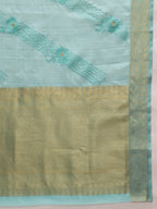 Turquoise Kota Doria Embroidered Floral Saree with Unstitched Blouse - Hiral Fashion | Grocsy
