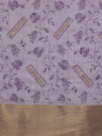 Lavender Kota Doria Embroidered Floral Saree with Unstitched Blouse - Hiral Fashion | Grocsy