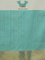Turquoise Kota Doria Embroidered Floral Saree with Unstitched Blouse - Hiral Fashion | Grocsy