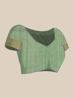 Green Kota Doria Embroidered Floral Saree with Unstitched Blouse - Hiral Fashion | Grocsy