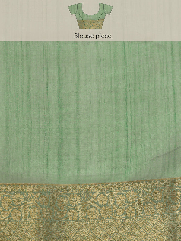 Green Kota Doria Embroidered Floral Saree with Unstitched Blouse - Hiral Fashion | Grocsy