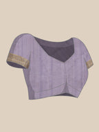 Lavender Kota Doria Embroidered Floral Saree with Unstitched Blouse - Hiral Fashion | Grocsy