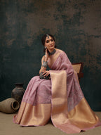 Pink Kota Doria Embroidered Floral Saree with Unstitched Blouse - Hiral Fashion | Grocsy