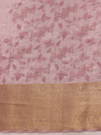 Pink Kota Doria Embroidered Floral Saree with Unstitched Blouse - Hiral Fashion | Grocsy