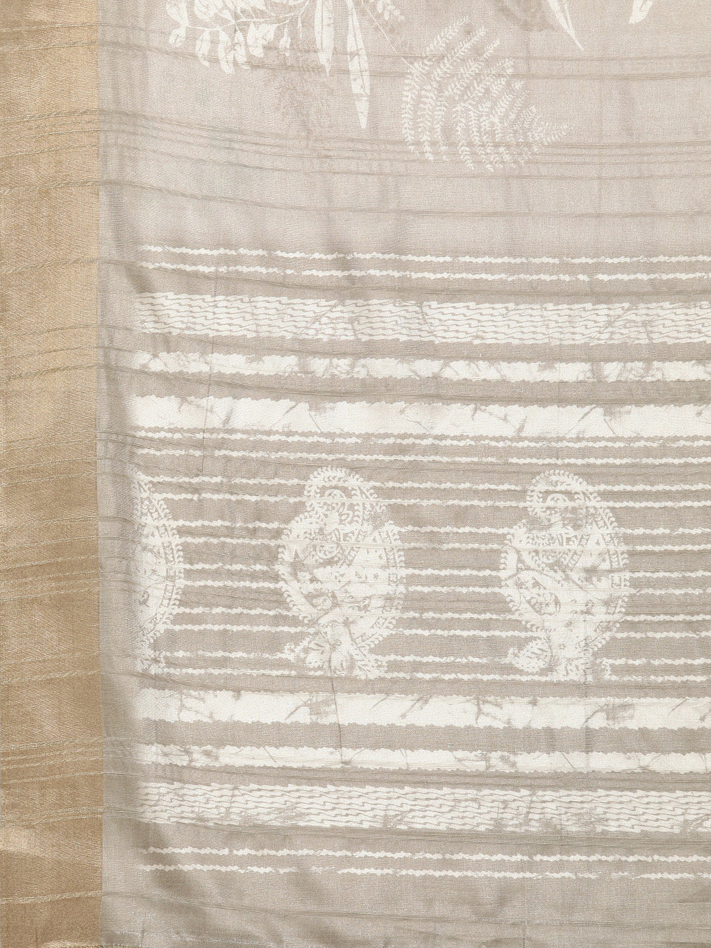 Beige Silk Blend Digital Print Floral Saree with Unstitched Blouse - Hiral Fashion | Grocsy