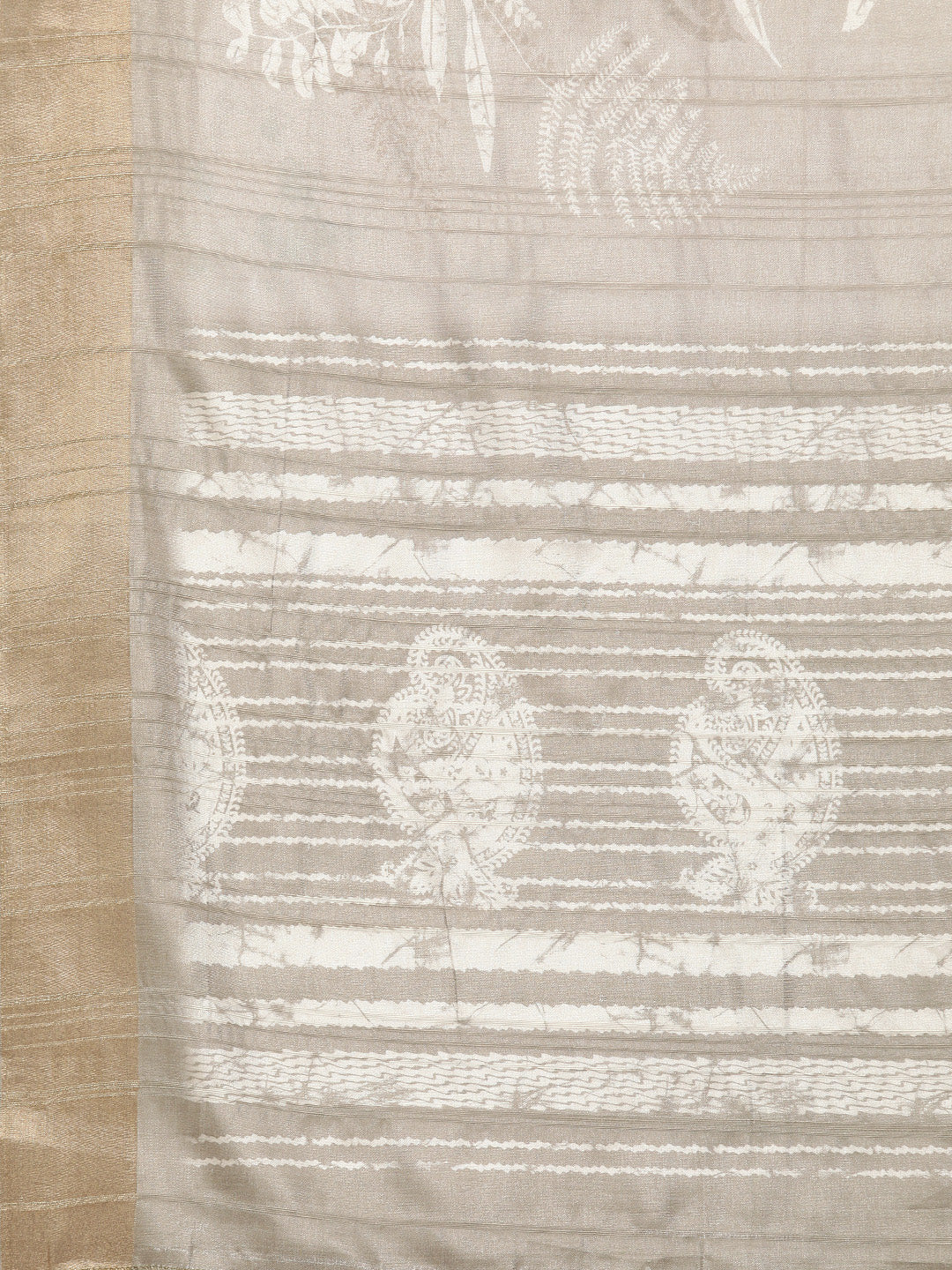 Beige Silk Blend Digital Print Floral Saree with Unstitched Blouse - Hiral Fashion | Grocsy
