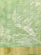 Green Silk Blend Digital Print Floral Saree with Unstitched Blouse - Hiral Fashion | Grocsy