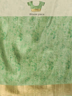 Green Silk Blend Digital Print Floral Saree with Unstitched Blouse - Hiral Fashion | Grocsy