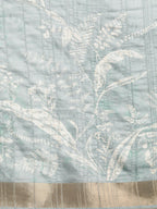 Gray Silk Blend Digital Print Floral Saree with Unstitched Blouse - Hiral Fashion | Grocsy