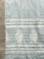 Gray Silk Blend Digital Print Floral Saree with Unstitched Blouse - Hiral Fashion | Grocsy