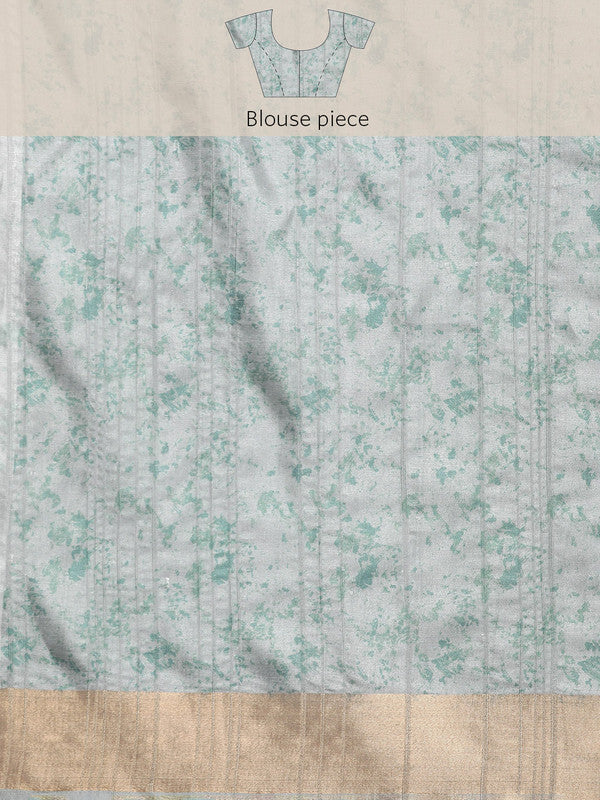 Gray Silk Blend Digital Print Floral Saree with Unstitched Blouse - Hiral Fashion | Grocsy