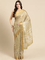 Olive Silk Blend Digital Print Floral Saree with Unstitched Blouse - Hiral Fashion | Grocsy