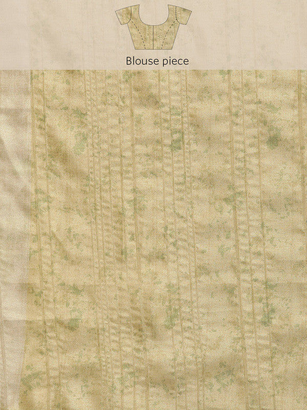 Olive Silk Blend Digital Print Floral Saree with Unstitched Blouse - Hiral Fashion | Grocsy