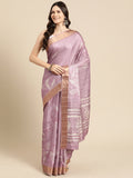 Purple Silk Blend Digital Print Floral Saree with Unstitched Blouse - Hiral Fashion | Grocsy