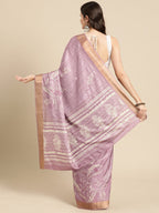 Purple Silk Blend Digital Print Floral Saree with Unstitched Blouse - Hiral Fashion | Grocsy