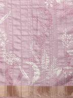 Purple Silk Blend Digital Print Floral Saree with Unstitched Blouse - Hiral Fashion | Grocsy