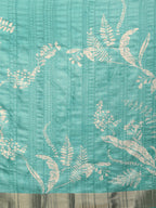 Turquoise Silk Blend Digital Print Floral Saree with Unstitched Blouse - Hiral Fashion | Grocsy