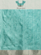 Turquoise Silk Blend Digital Print Floral Saree with Unstitched Blouse - Hiral Fashion | Grocsy