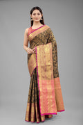 Hiral Fashion Black Banarasi Art Silk Floral Woven Design Saree | Grocsy