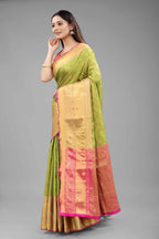 Hiral Fashion Green Banarasi Art Silk Floral Woven Design Saree | Grocsy