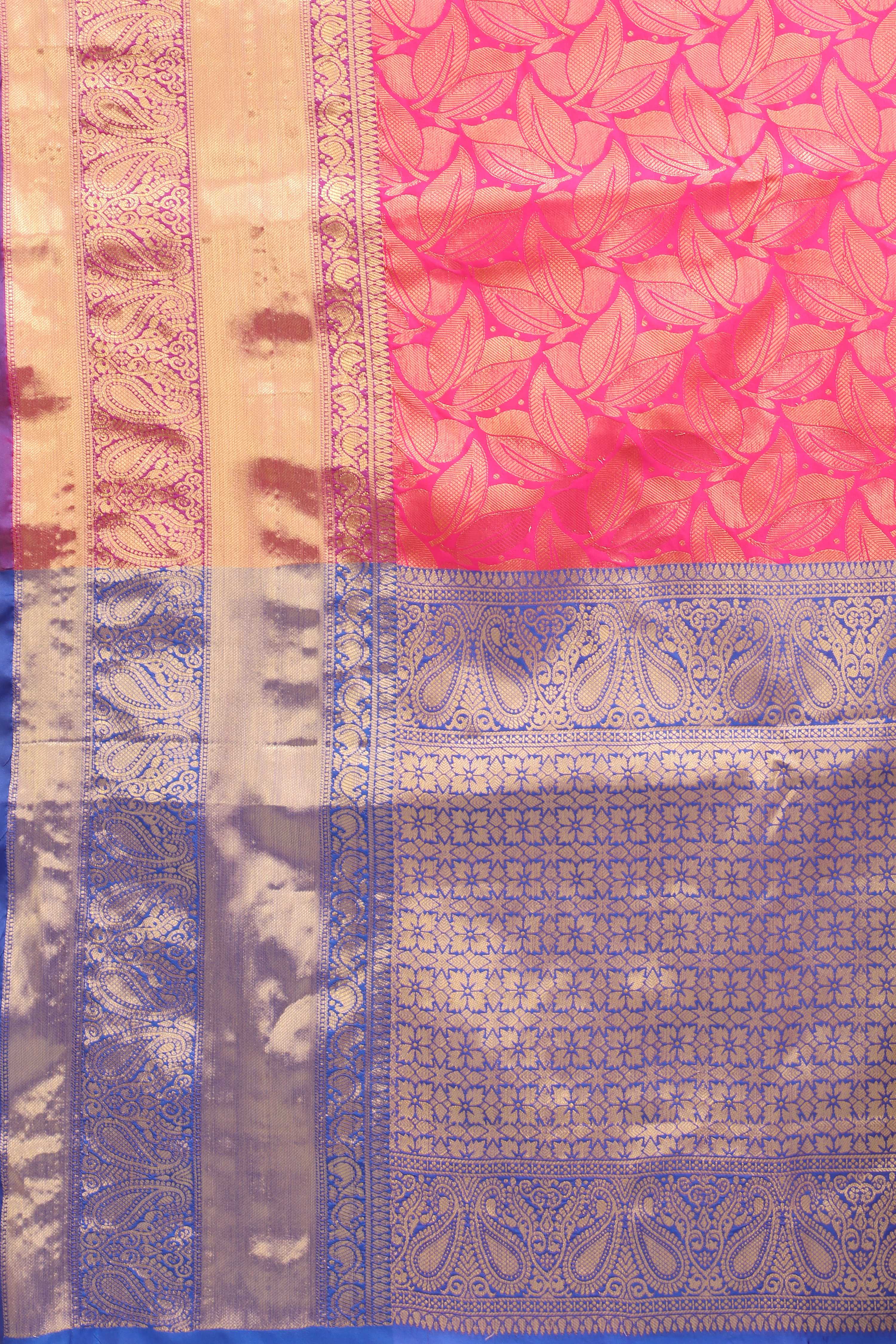 Hiral Fashion Pink Banarasi Art Silk Floral Woven Design Saree | Grocsy