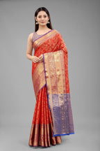 Hiral Fashion Red Banarasi Art Silk Floral Woven Design Saree | Grocsy
