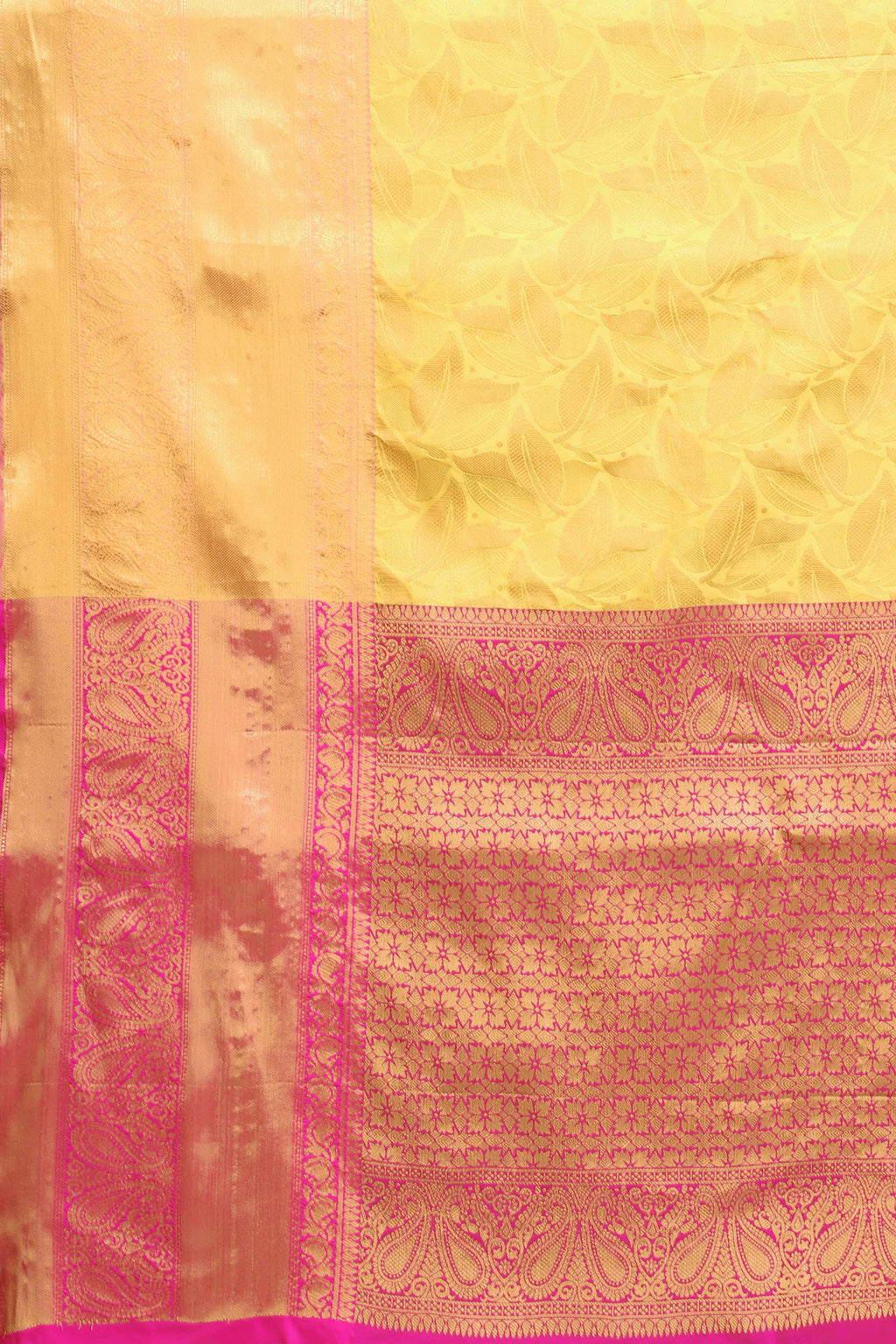 Hiral Fashion Yellow Banarasi Art Silk Floral Woven Design Saree | Grocsy